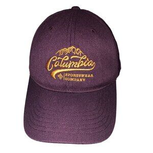 Columbia Sportswear Company Burgundy Adjustable Baseball Cap Hat Vtg Embroidered